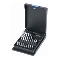 Jogo de Brocas e Bits para Madeira
Com Encaixe Hexagonal em caixa de plástico.

-Brocas
-3.0-4.0-5.0-6.0-8.0-10.0

-Bits
-2xPZ1, 3xPZ2, 1xPZ3

-Torx
-T10, T15, T20, T25, T30, T40